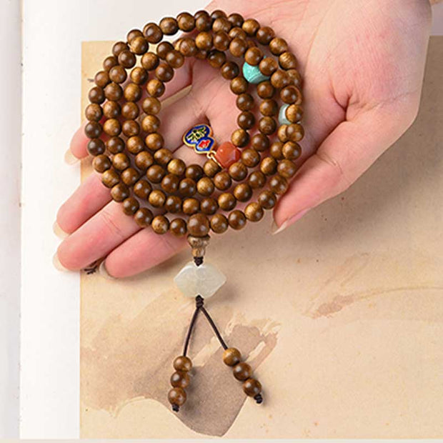 Buddha Stones Tibetan Rosewood Protection Calm Bracelet Mala Mala Bracelet BS 15