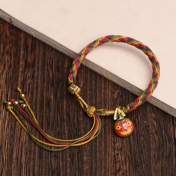 Buddha Stones Gold Swallowing Beast Family Luck Reincarnation Knot Colorful String Bracelet Bracelet BS 1
