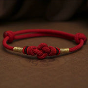 Bring Good Luck Red String Jade Fortune Knot Braided Couple Bracelet Bracelet BS DarkRed String(Wrist Circumference 14-20cm)