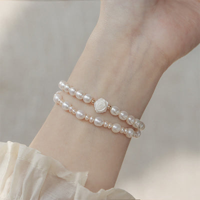 Buddha Stones Natural Flower Pearl Sincerity Bead Bracelet Bracelet BS main