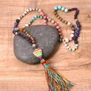 Buddha Stones Tibetan Turquoise Lazurite Zebra Jasper Balance Necklace Necklaces & Pendants BS 3