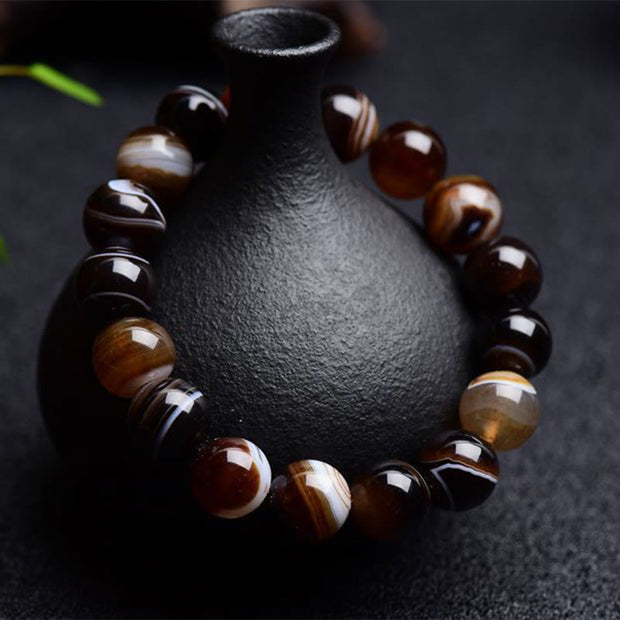 Buddha Stones Tibetan Sardonyx Happiness Positive Bracelet Bracelet BS 1