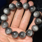 Buddha Stones Natural Silver Sheen Obsidian Soothing Protection Bracelet