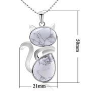 "Save A Cat" Cute Cat Pattern Natural Crystal Protection Cat-Loving Pendant Necklace Necklaces & Pendants BS 15
