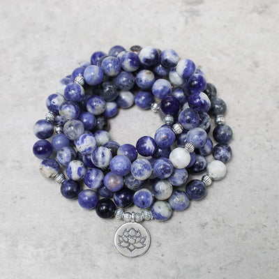 Buddha Stones Natural Blue Aventurine Lotus Peace Necklace Bracelet Bracelet Necklaces & Pendants BS main