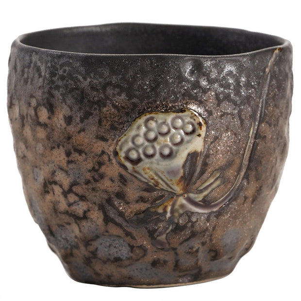 Buddha Stones Lotus Pod Leaf Flower Auspicious Clouds Ceramic Teacup Kung Fu Tea Cup Cup BS 5