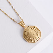 Buddha Stones Bagua Yin Yang Titanium Steel Balance Necklace Chain Pendant Necklaces & Pendants BS Gold