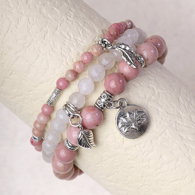 Buddha Stones 3PCS Natural Quartz Crystal Beaded Healing Energy Lotus Bracelet Bracelet BS 15