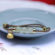 Buddha Stones Natural Jade Lotus Seed Strength Red String Weave Bracelet Bracelet BS 8