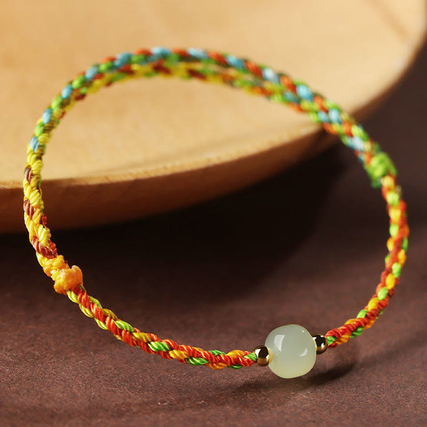 Buddha Stones Colorful Rope Luck Jade Bead Abundance Bracelet Bracelet BS 1