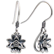 Buddha Stones 925 Sterling Silver Lotus Flower Enlightenment Earrings Earrings BS 5
