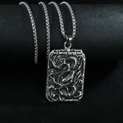 Buddha Stones Dragon Pattern Titanium Steel Luck Protection Necklace Pendant Necklaces & Pendants BS 2