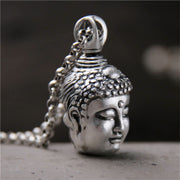 Buddha Stones 999 Sterling Silver Buddha Demon Serenity Necklace Pendant