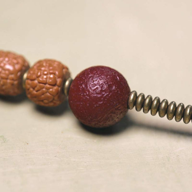 Buddha Stones 108 Mala Rudraksha Beads Bodhi Seed Dzi Bead Luck Auspiciousness Tassel Bracelet