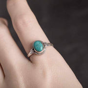 Buddha Stones 925 Sterling Silver Turquoise Wisdom Love Ring Ring BS 14