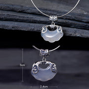 Buddha Stones 925 Sterling Silver Natural Chalcedony Lock of Good Wishes Koi Fish Luck Necklace Pendant Necklaces & Pendants BS 7