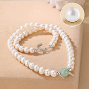Buddha Stones 925 Sterling Silver Natural Pearl Jade Healing Necklace Bracelet Earrings With Gift Box Bracelet Necklaces & Pendants BS 4