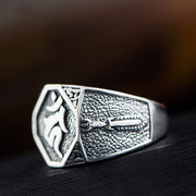 Buddha Stones 925 Sterling Silver Sanskrit Design Carved Protection Adjustable Ring Ring BS 8