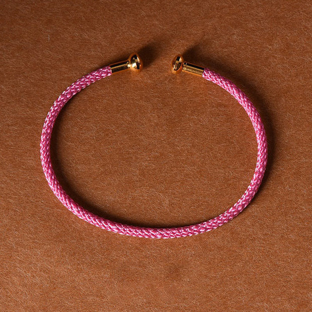 Buddha Stones Simple Design Handmade Luck Braid String Cuff Bracelet Bracelet BS DeepPink