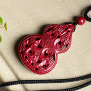 Buddha Stones Laughing Buddha Yin Yang Chinese Zodiac Gourd Natural Cinnabar Blessing Necklace Pendant Necklaces & Pendants BS 25