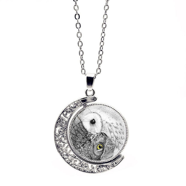 Buddha Stones Yin Yang Moon Balance Harmony Rotation Necklace Pendant Necklaces & Pendants BS Yin Yang&Owl
