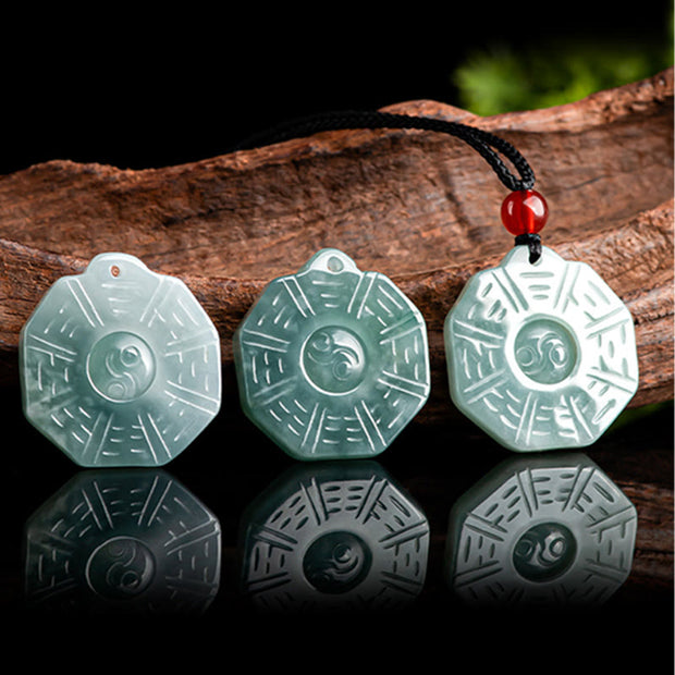 Buddha Stones Natural Jade FengShui Bagua Yin Yang Prosperity Necklace Pendant Necklaces & Pendants BS 7