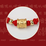 Buddha Stones Handmade 999 Sterling Silver Tibetan Golden Om Mani Padme Hum Engraved Luck Connection Braided Bracelet