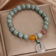 Buddha Stones Natural Jade Strawberry Quartz Bead Peace Buckle Prosperity Bracelet Bracelet BS 1