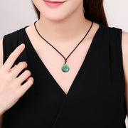 Buddha Stones Laughing Buddha Cyan Jade Success Necklace String Pendant Necklaces & Pendants BS 2