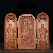 Buddha Stones Avalokitesvara Kwan Yin Buddha Cherry Wood Compassion Home Decoration Altar Prayer Altar BS Dragon Avalokitesvara Kwan Yin