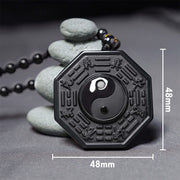 Buddha Stones Black Obsidian Stone Yin Yang Pendant Necklace Necklaces & Pendants BS 2
