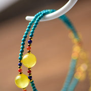Buddha Stones Turquoise Amber Red Agate Protection Bracelet Necklace Pendant Bracelet Necklaces & Pendants BS 10