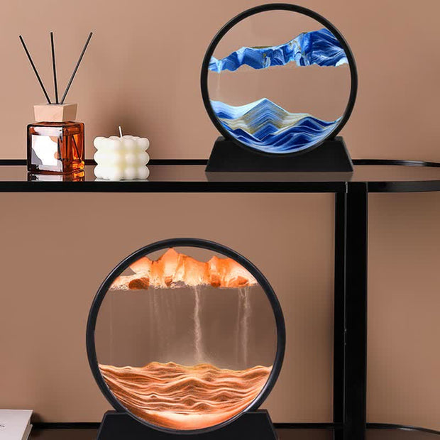 Buddha Stones Moving Sand Art Picture Round Glass Deep Sea Sandscape Flowing Sand Home Decoration Decorations BS 12