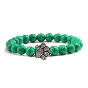 'Buddha Stones “Save A Dog” Stone Bracelet Bracelet Bracelet Dark Green Beads