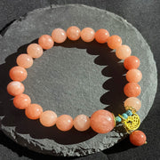 Buddha Stones Natural Orange Stone Turquoise Fu Character Charm Luck Fortune Bracelet Bracelet BS 8