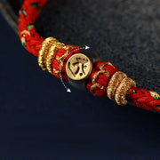 Buddha Stones Chinese Zodiac Natal Buddha Silver Luck Braided String Bracelet Bracelet BS 7
