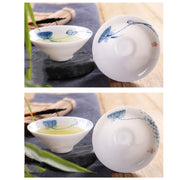 Buddha Stones Vintage Plum Orchid Bamboo Chrysanthemum Lotus Koi Fish Ceramic Teacup Kung Fu Tea Cups