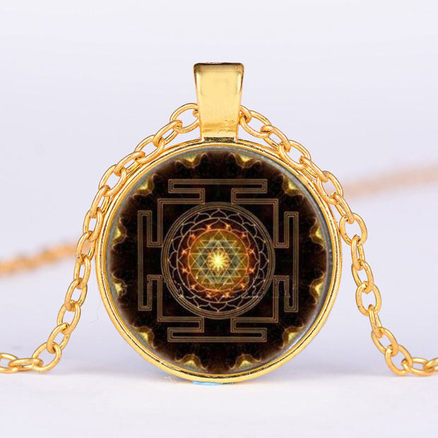 Buddha Stones Sacred Sri Yantra Time Gemstone Necklace Necklaces & Pendants BS 4