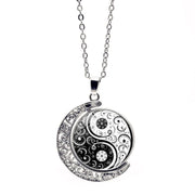 Buddha Stones Yin Yang Moon Balance Harmony Rotation Necklace Pendant Necklaces & Pendants BS Yin Yang LightGrey