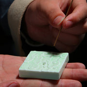 Buddha Stones Mini Auspicious Clouds Design Healing Stick Ceramic Small Incense Burner Decoration