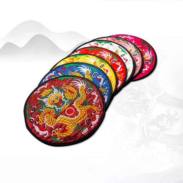 Buddha Stones Dragon Embroidery Cup Mat Pad Tea Cup Coaster Kung Fu Tea Mat Tea Mat BS 21