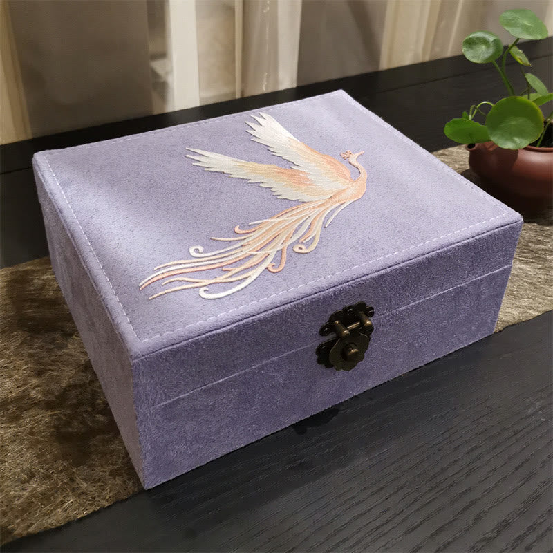 Buddha Stones Purple Phoenix Jewelry Box Organizer Two-Layer