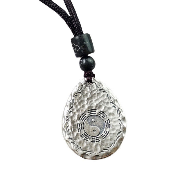 Buddha Stones Vintage 999 Sterling Silver Yin Yang Bagua Water Drop Design Balance Harmony Necklace Pendant Necklaces & Pendants BS 13