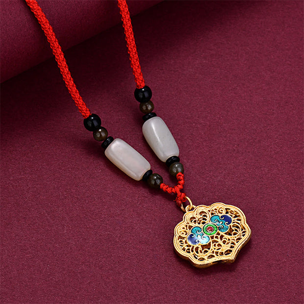 Buddha Stones Vintage Auspicious Clouds Agate Wealth Necklace Pendant Necklaces & Pendants BS 1