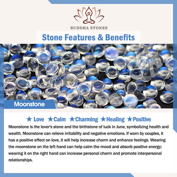 Buddha Stones Moonstone Healing Love Bracelet Bangle Bracelet Bangle BS 5