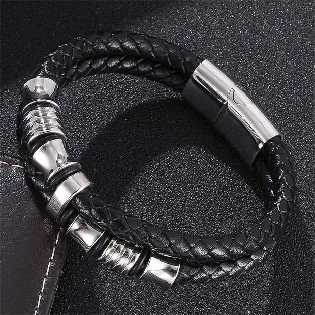 Buddha Stones Layered Leather Weave Fortune Bracelet Bracelet BS 14