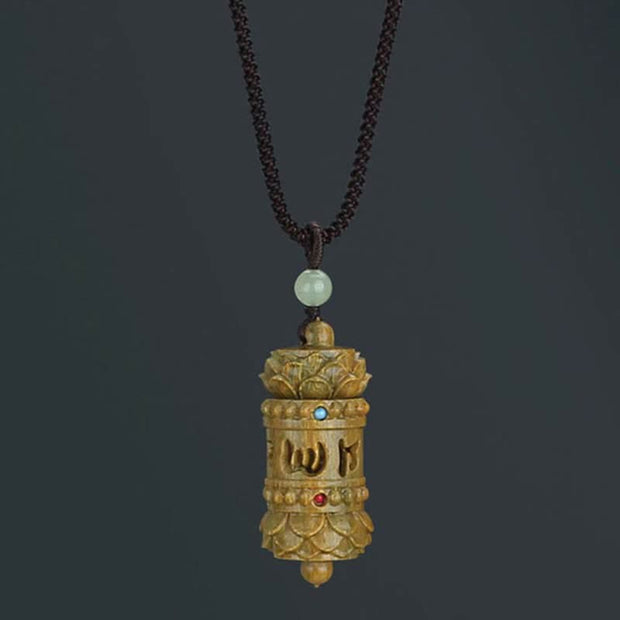 Buddha Stones Tibet Green Sandalwood Rosewood Om Mani Padme Hum Lotus Positive Soothing Necklace Pendant Necklaces & Pendants BS 7