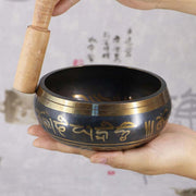 Buddhastoneshop Tibetan Meditation Bowl for Healing and Mindfulness Om Mani Padme Hum Singing Bowl