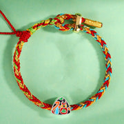 Buddha Stones Multicolored Rope Zongzi Pattern Fu Character Luck Handcrafted Child Adult Bracelet