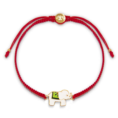 Buddha Stones Tibetan Handmade 925 Sterling Silver Lucky Elephant Red String Bracelet